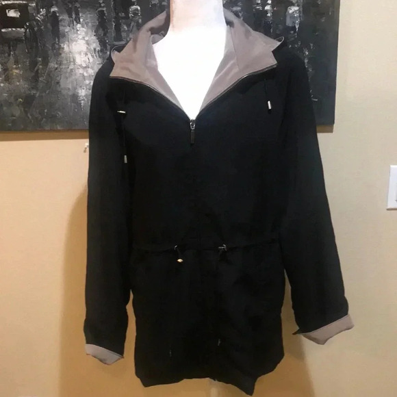 Jones New York Jackets & Blazers - Jones New York Sport Women's Black Hooded Rain Jacket